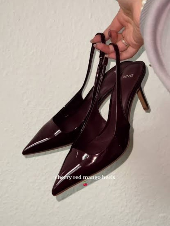 Mango Shoes - Viral Cherry Red Slingback kitten heels from Mango | 7.5